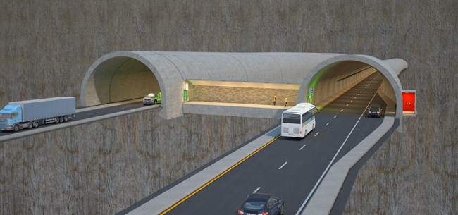 There will be cross connections every 250m for emergency and maintenance and those at every 1,500m will be large enough to allow emergency vehicles to cross