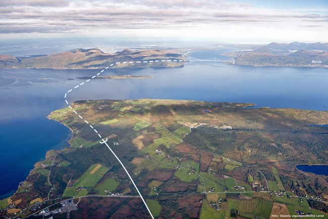 A conventional 16km tunnel connects to the suspension bridge – image courtesy of Statens Vegvesen