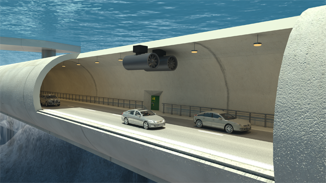 A suspended floating tunnel is one of the options being considered for the Sogne Fjord crossing – image courtesy of Statens Vegvesen