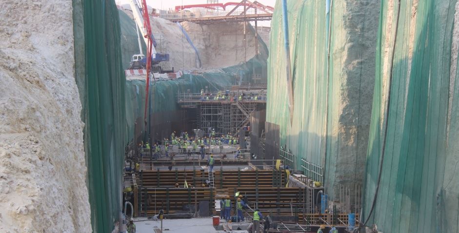 A 25 metre deep ‘light rail tunnel’ is being constructed as part of the Lusail Expressway project.