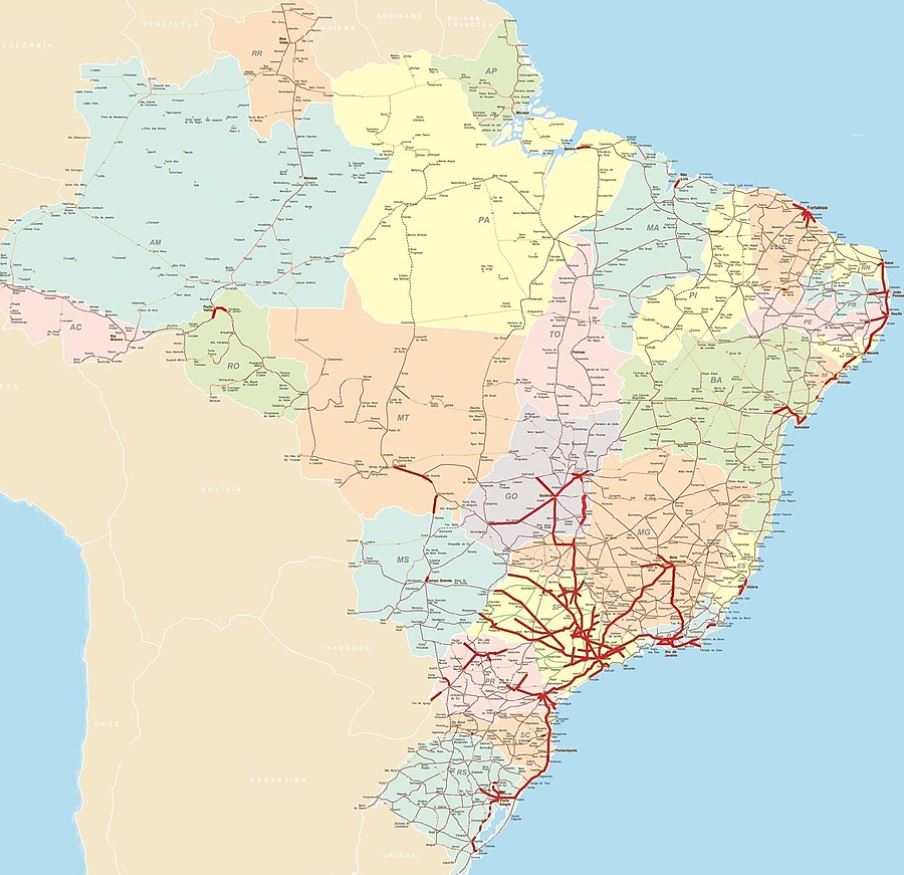 Rodovias Duplicadas - dualizované silnice Brazílie k 06/2019