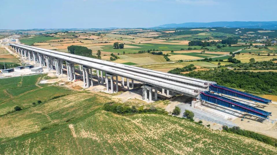 A landscape view of the viaduct which cuts across the Gallipoli Peninsula in south-western Turkey