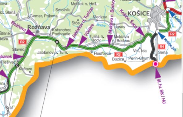 orientační mapa pro představu polohy úseku