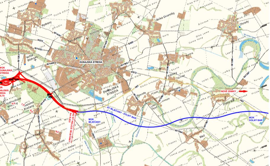 úsek je vyznačen modrou barvou