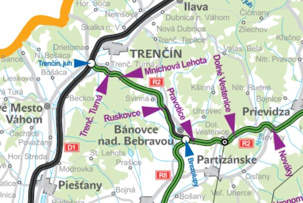 orientační mapa pro představu polohy úseku