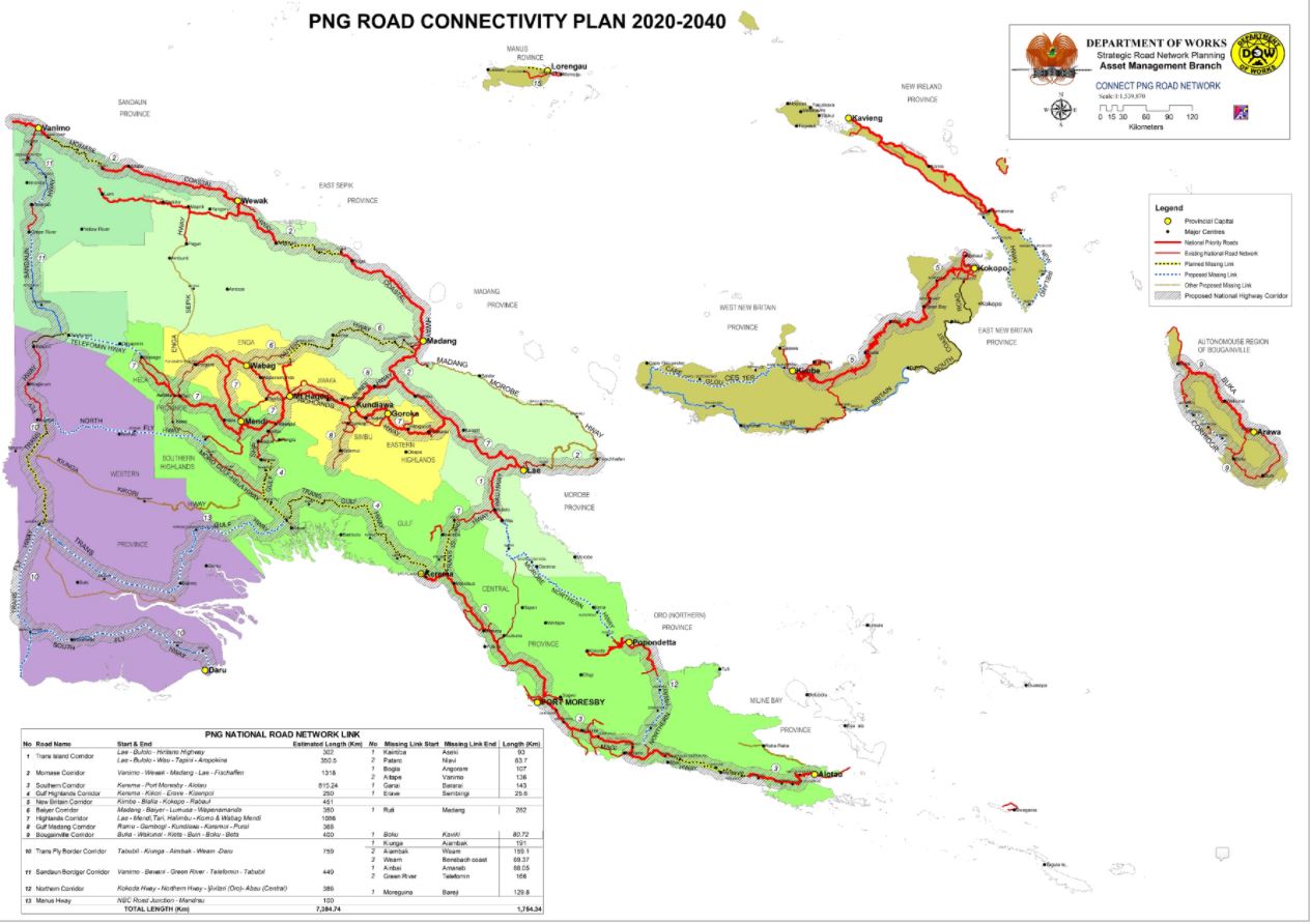 Rozvojový silniční program do roku 2040 vyjde na 20% dnešního HDP PNG. Anebo asi 100% HDP k úrovni, než se našel plyn.