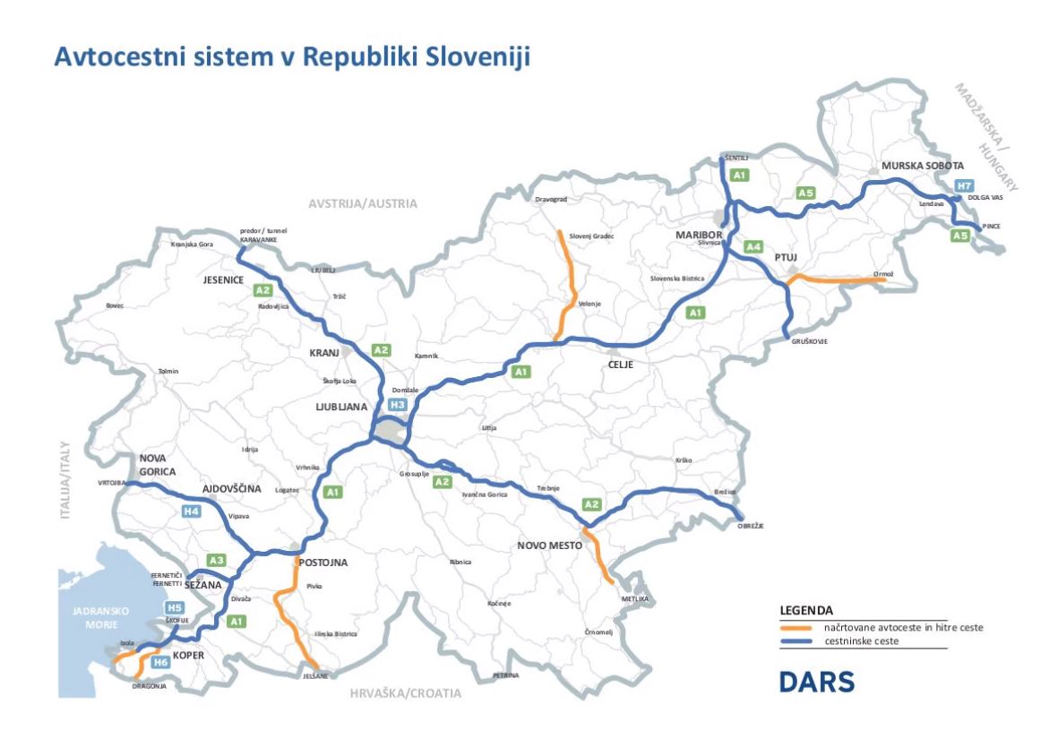 modrá = stávající placené silnice/dálnice<br />oranžová = plánované dálnice, rychlostní silnice
