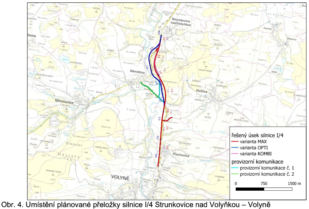 Obr 4. z dokumentace k EIA – mapka variant