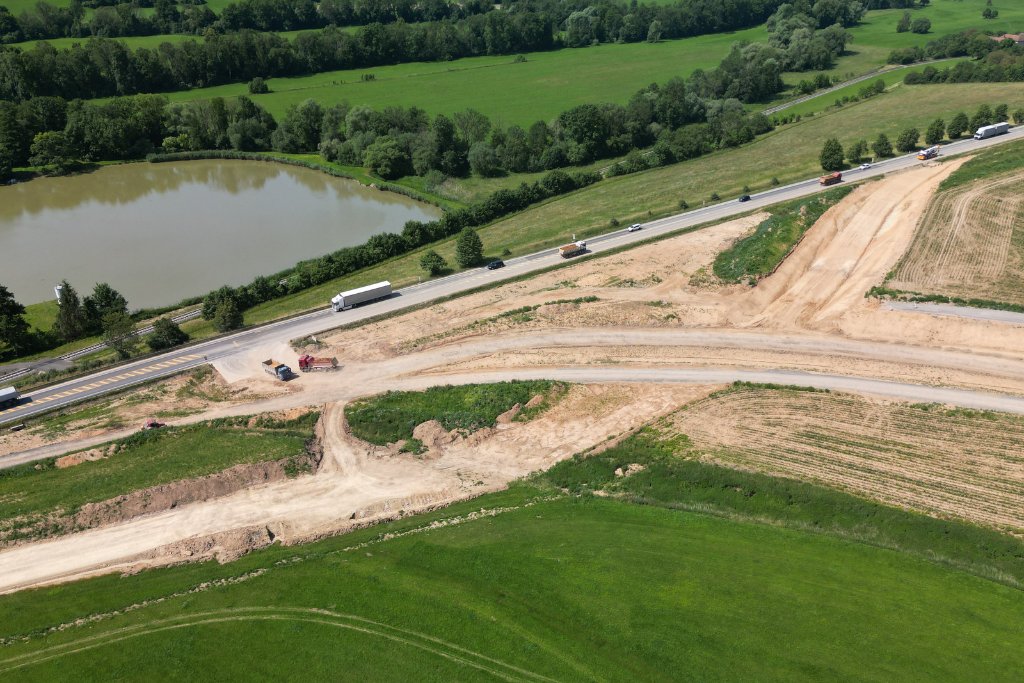 Napojení přivaděče k MÚK Řídký a chystaná provizorka na I/35