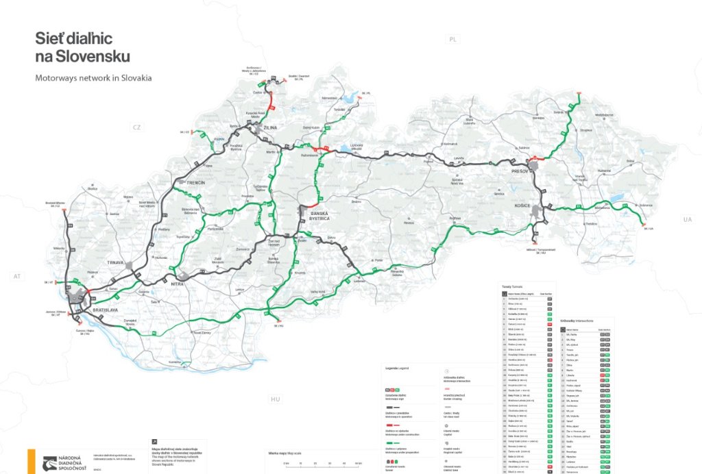 Síť dálnic a rychlostních silnic<br />Stav: 2025<br />zdroj: portál NDS