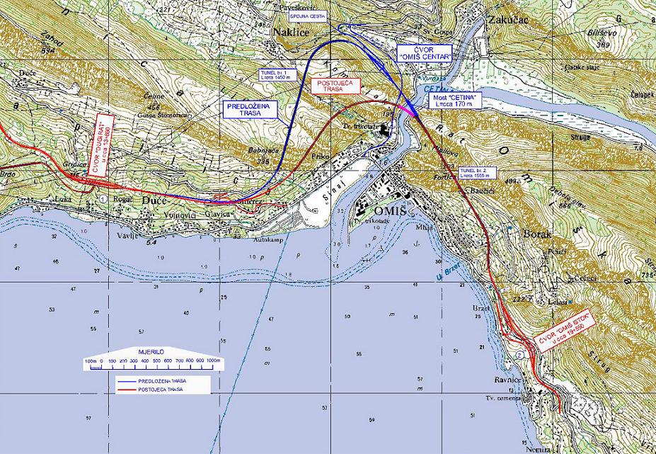řešení obchvatu pro město Omiš