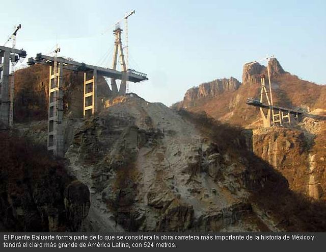 hlavní rozpětí mostu Baluarte bude 524m