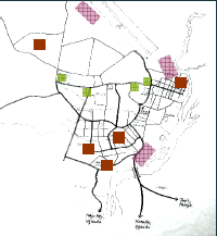 zde je rozmístnění ekonomických center ve městě Juba