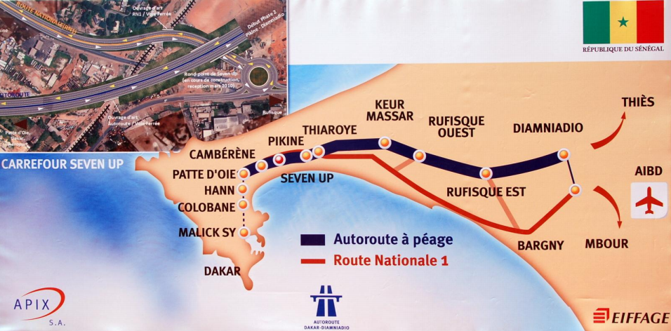 trasa dálnice Dakar - Diamniadio