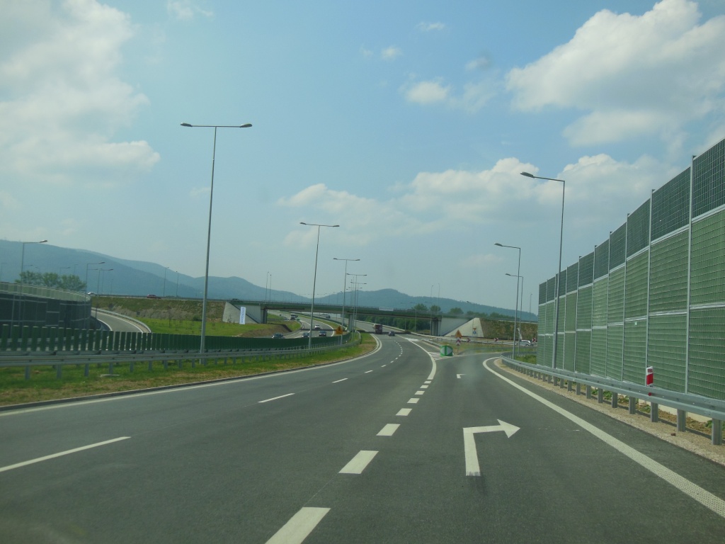 sjezd na MÚK Buczkowice ve směru Żywiec -> Bielsko-Biała