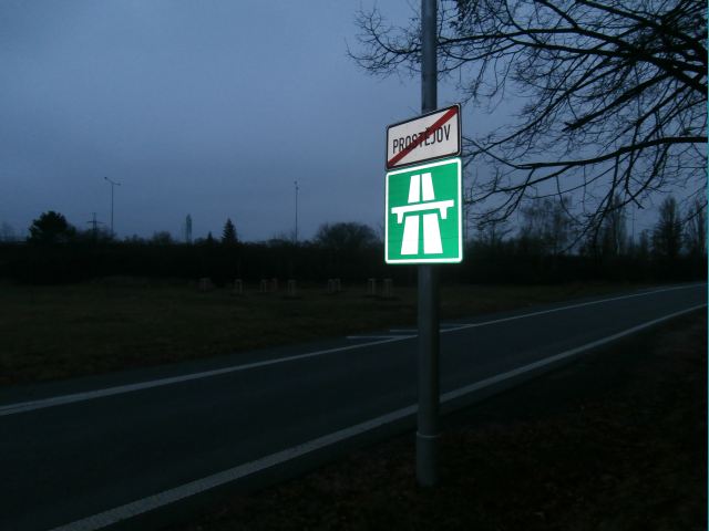 Nájezd na D46 exit 23 směr Brno