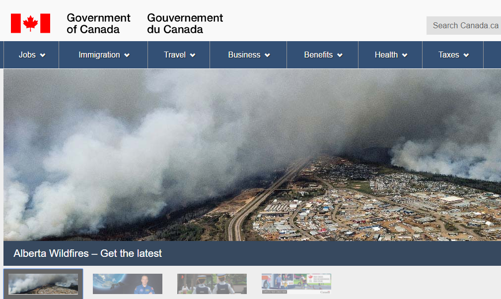 Na vládních stránkach je již několik týdnů situace kolem požárů hlavní témou.